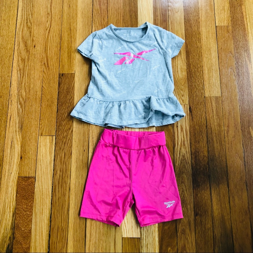 Reebok girls matching set top shorts pink size 5 GUC